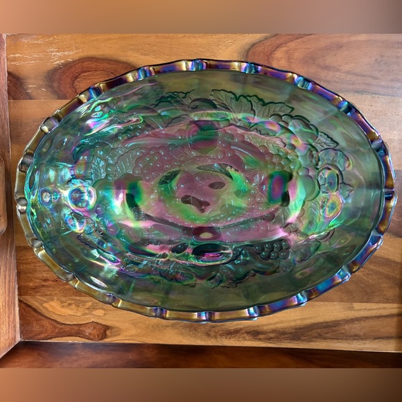 CARNIVAL GLASS Indiana Iridescent Blue Bowl - Picture 10 of 10